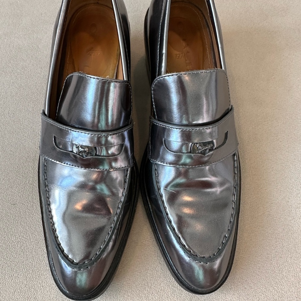Coach Silver Flats Sleek Modern Loafers lightly worn